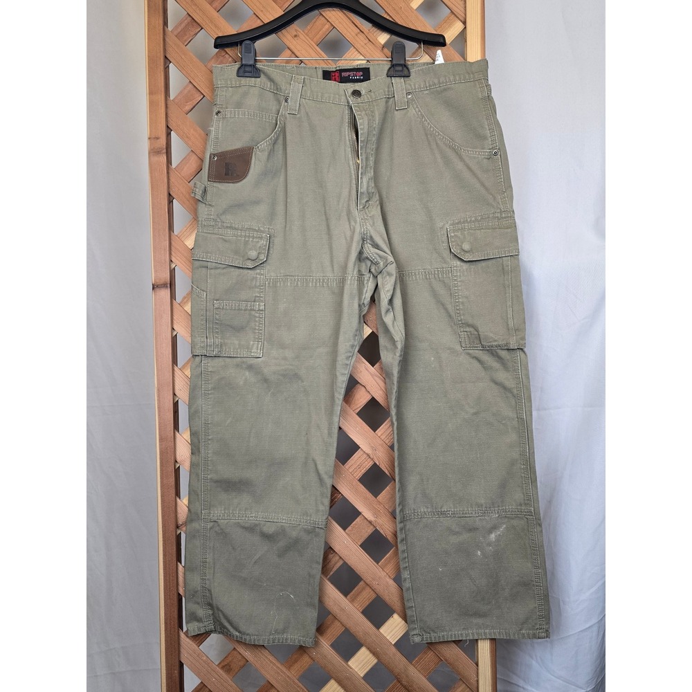 Wrangler Riggs Workwear Cargo Pants Mens 38x30 lite Green Ripstop Fabric - Good